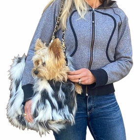 Stella Dog Carrier Tibetan Fur dog bowtie leather collar dog charm dog party wear dog scarf set