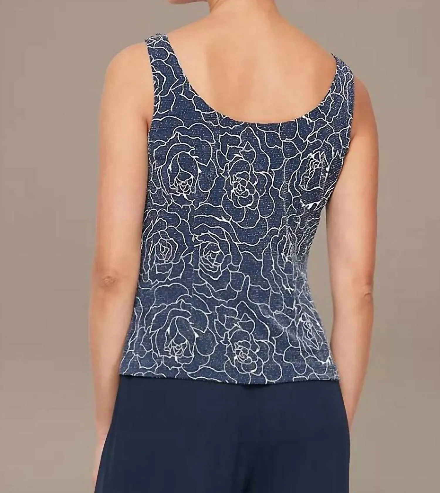 Stretch Knit Metallic Two-Piece Set In Navy