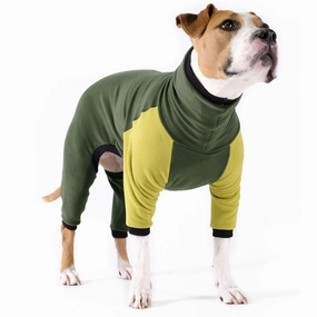 Stretch Fleece Onesie Dog Pajamas Hunter/Avocado dog underwear,dog diaper,pet undergarments