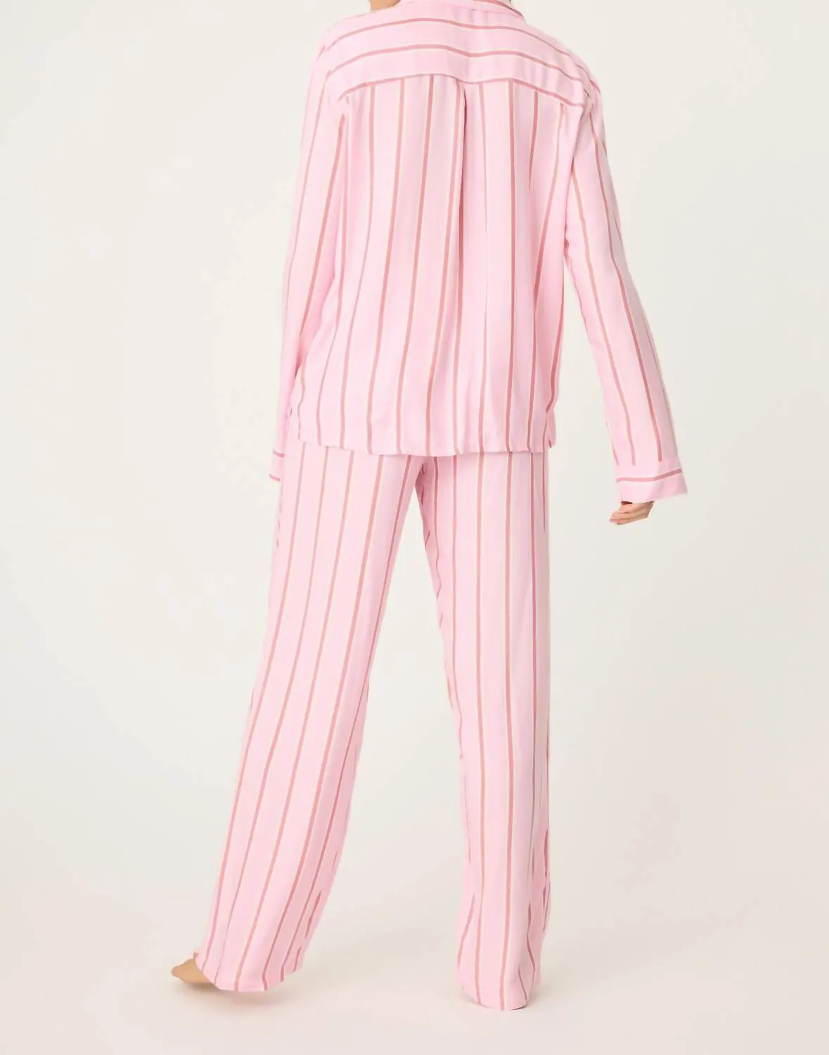 Stripe Hype Pajama Set In Candy Pink