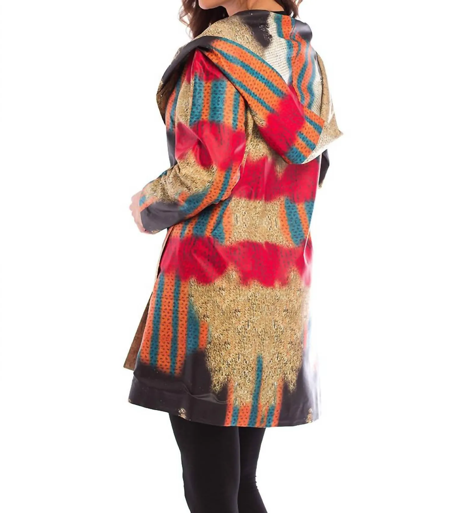 Sunset Long Trench Jacket In Gold Multi