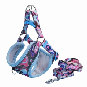Supet Adjustable Dog Harness and Leash Set (Blue) - Xlarge dog harness and leash,reflective dog collar,pet walking gear