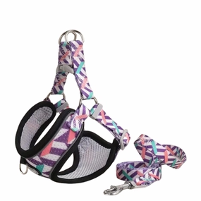 Supet Adjustable Dog Harness and Leash Set (Purple) - Medium dog harness and leash,reflective dog collar,pet walking gear