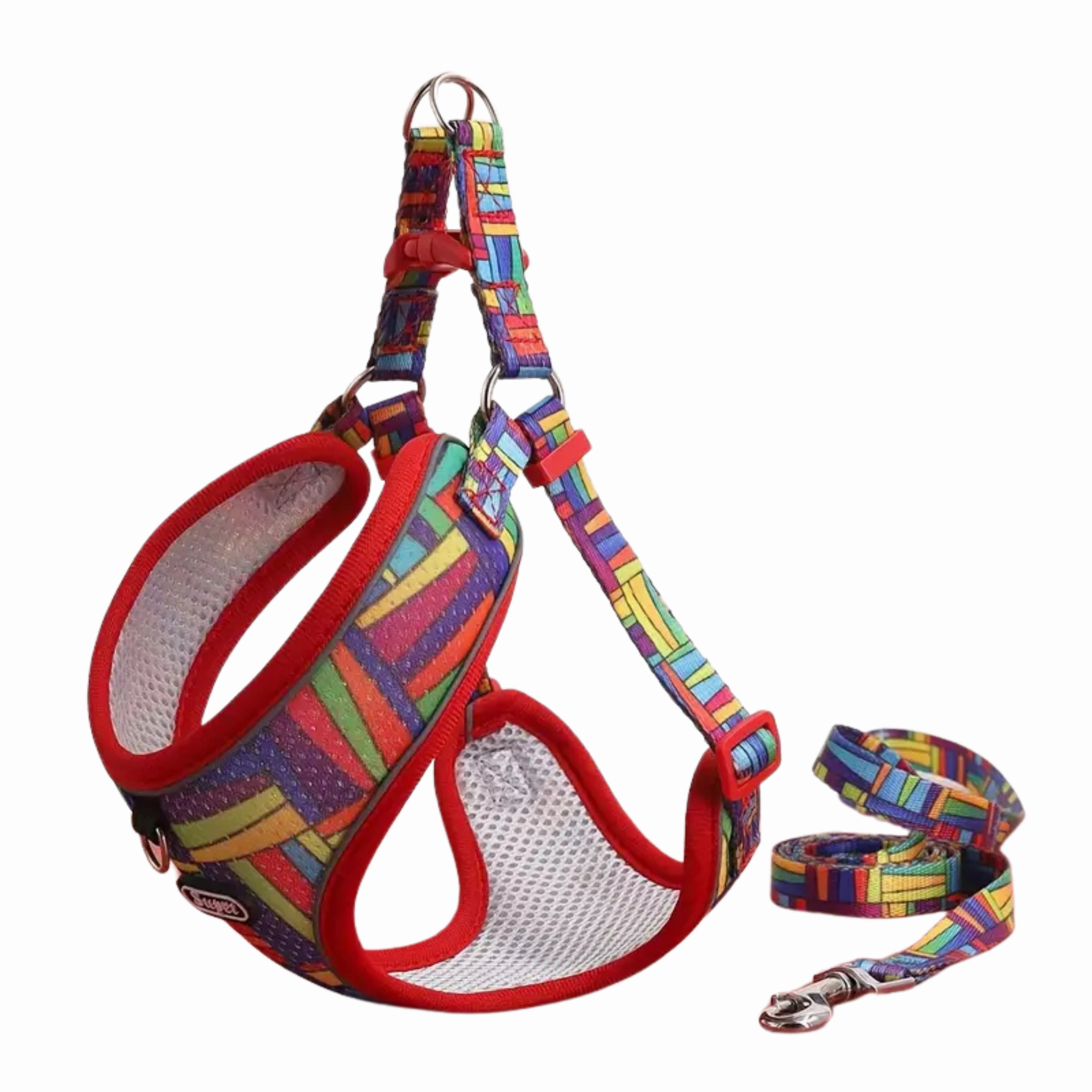 Supet Adjustable Dog Harness and Leash Set (Red) - Large dog harness and leash,reflective dog collar,pet walking gear