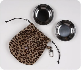 Susan Lanci Cheetah Travel Pouch treat storage jar,dog treat container,pet snack jar