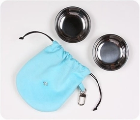 Susan Lanci Tiffi Blue Travel Pouch treat storage jar,dog treat container,pet snack jar