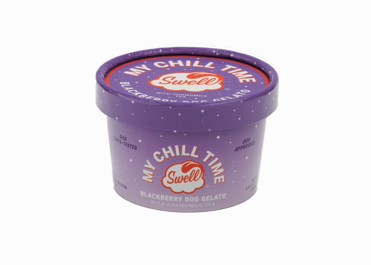Swell Dog Frozen Gelato - My Chill Time 4.5oz resealable cup stainless steel bowl,metal pet feeder,steel water dish