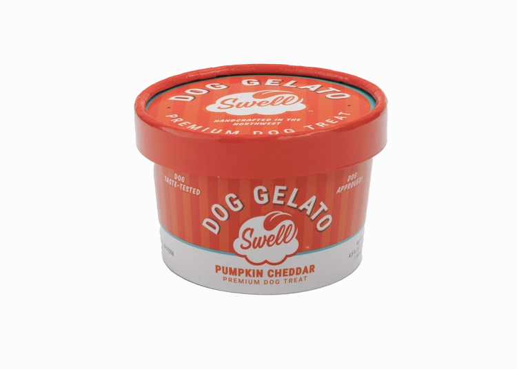 Swell Dog Frozen Gelato - Pumpkin Cheddar 4.5oz resealable cup stainless steel bowl,metal pet feeder,steel water dish