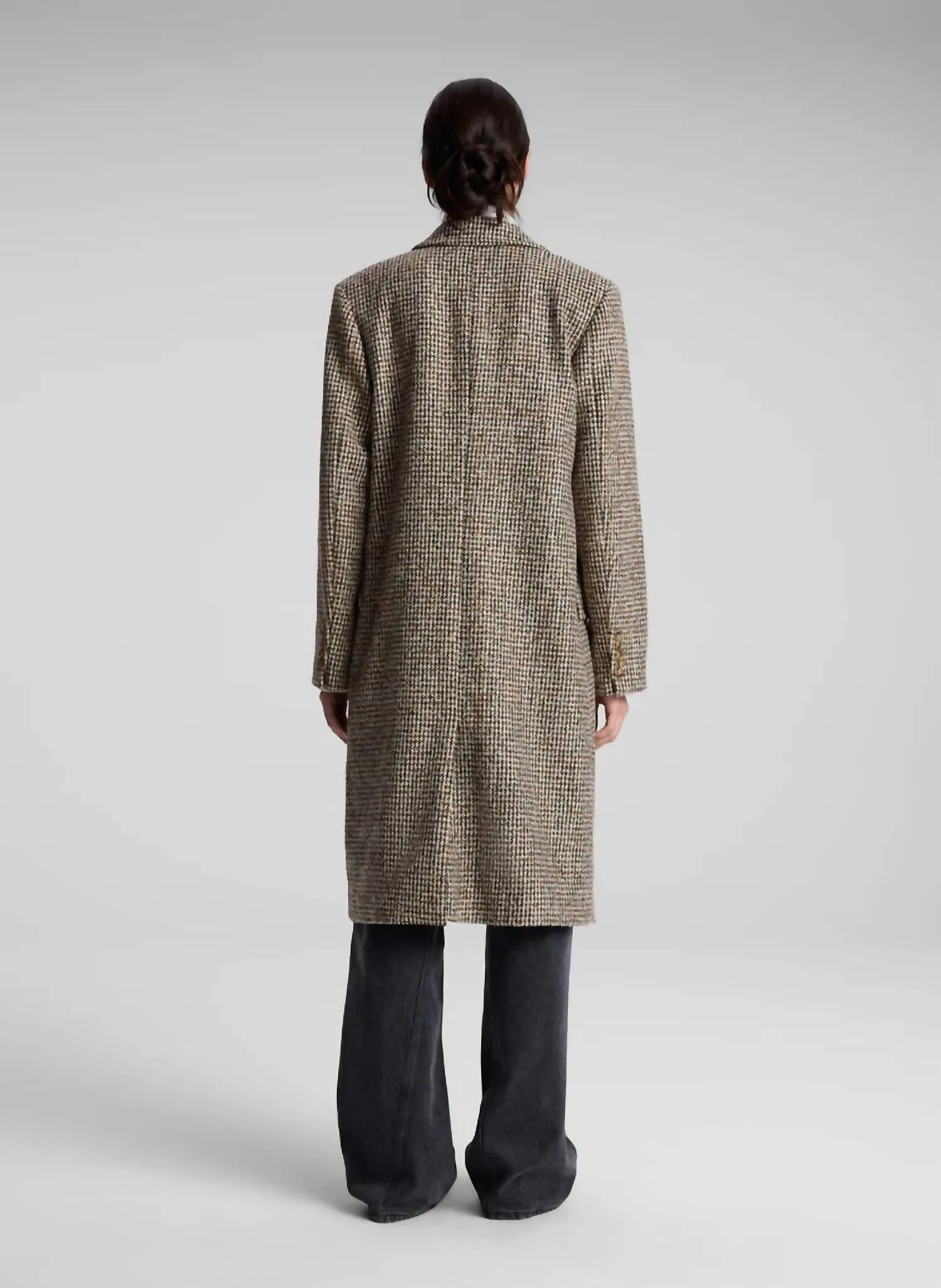 Tanner Oversized Tweed Houndstooth Coat In Cream/brown