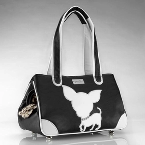 Te Quiero Chihuahua Rescue Me Tote Faux Leather Dog Carrier Black dog bowtie leather collar dog charm dog party wear dog scarf set