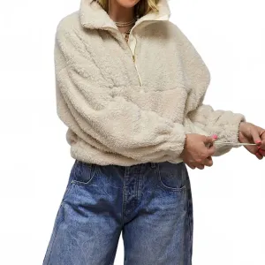 Teddy Sherpa Pullover In Cream