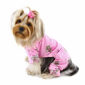 Teddy Bear Love Flannel Dog Pajamas Pink dog underwear,dog diaper,pet undergarments