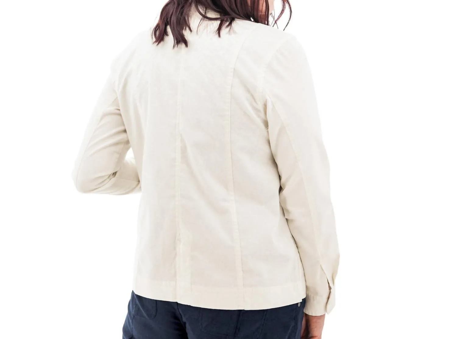 Temple Lightweight Utility Woven Button Front Jacket In Egret