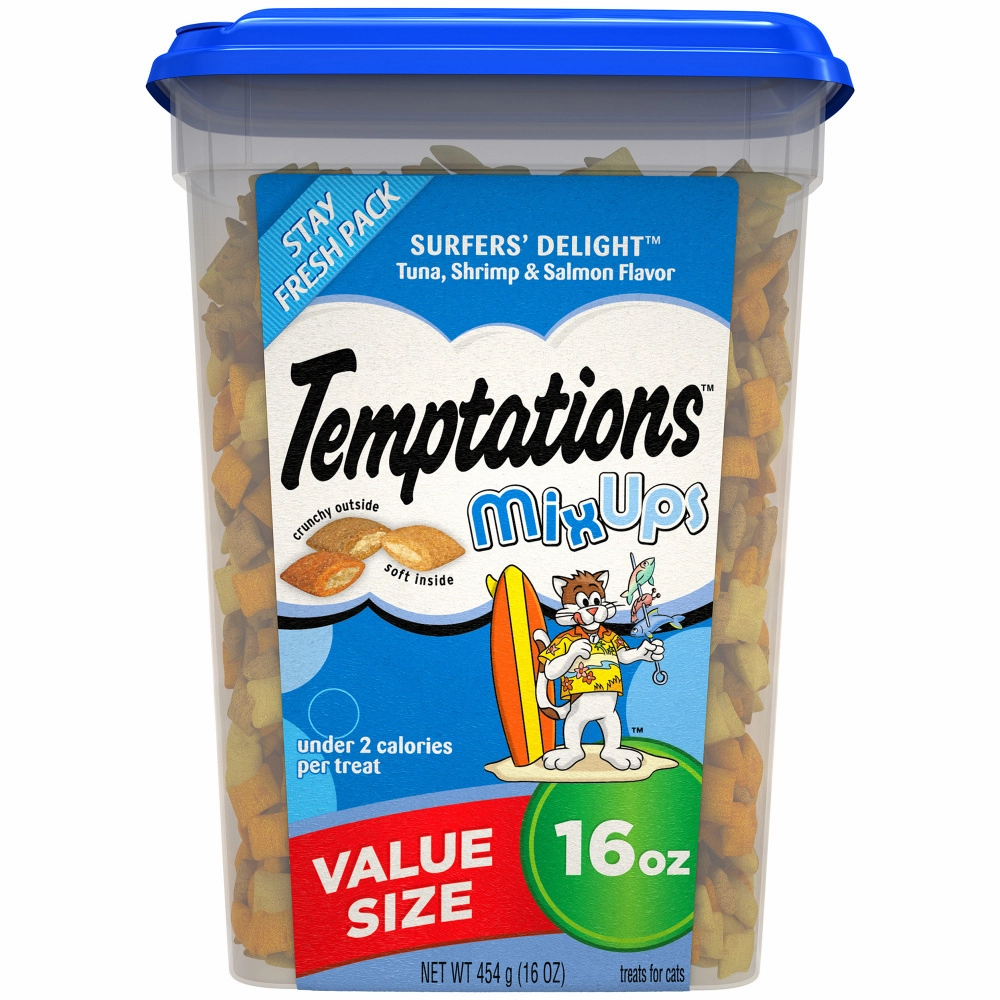 Temptations Mixups Crunchy & Soft Surfers Delight Flavor Cat Treats cat supplies,cat essentials,cat accessories