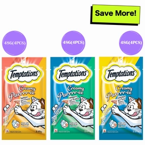 Temptations Purrrr ee Chicken & Tuna, Salmon & Cheese, Maguro & Scallop Cat Treats Combo crunchy cat treat,crispy cat snack,dry cat treat