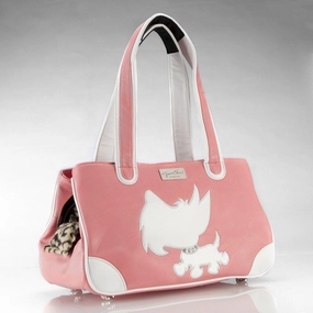 Terrier Rescue Me Tote Faux Leather Dog Carrier Pink dog bowtie leather collar dog charm dog party wear dog scarf set