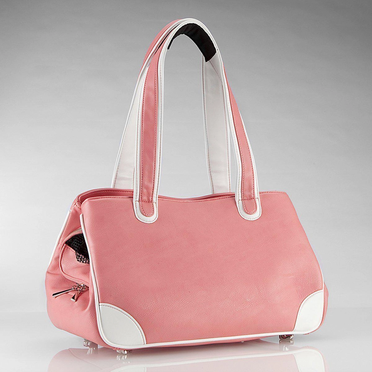 Terrier Rescue Me Tote Faux Leather Dog Carrier Pink