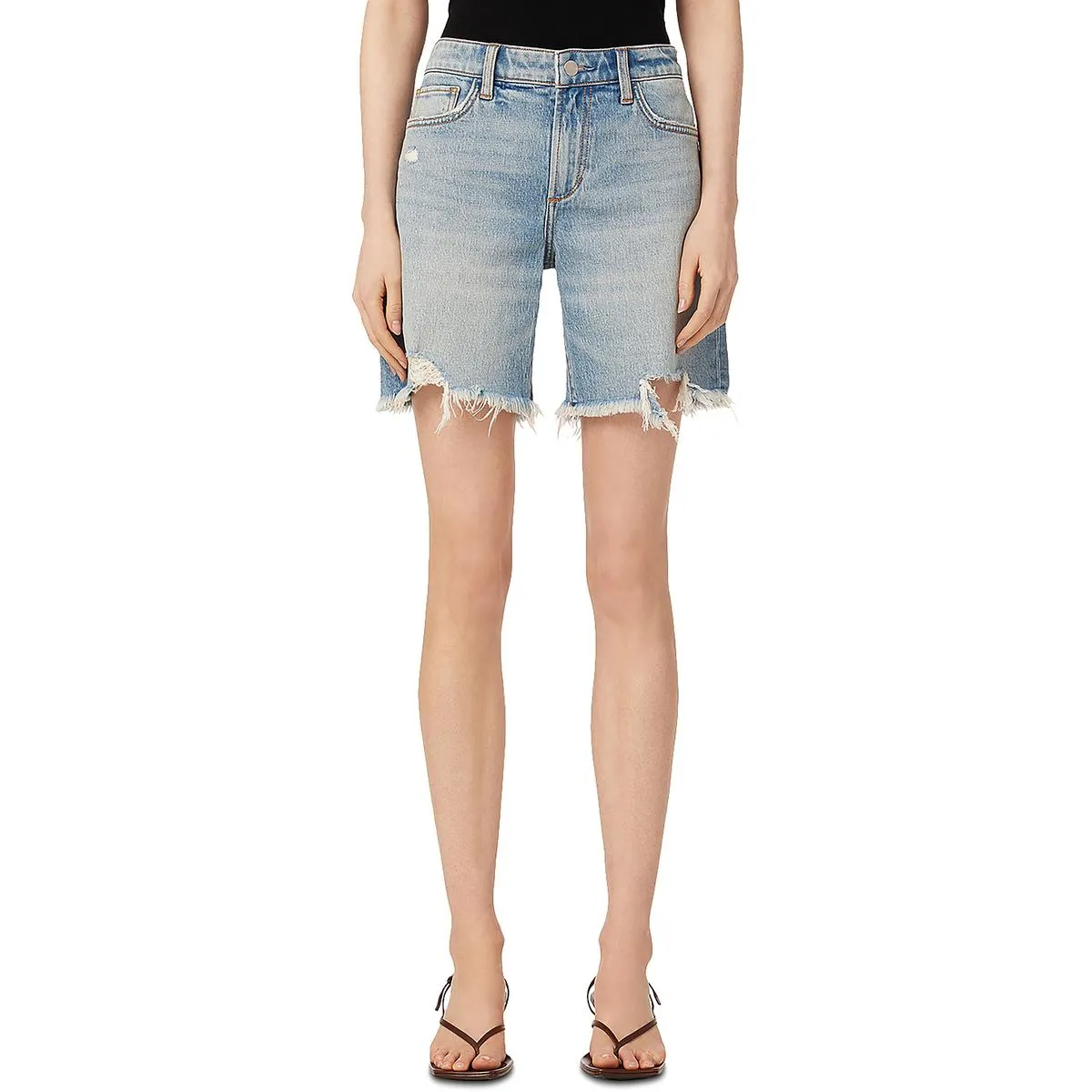 The 7" Lara Womens Denim Distressed Bermuda Shorts