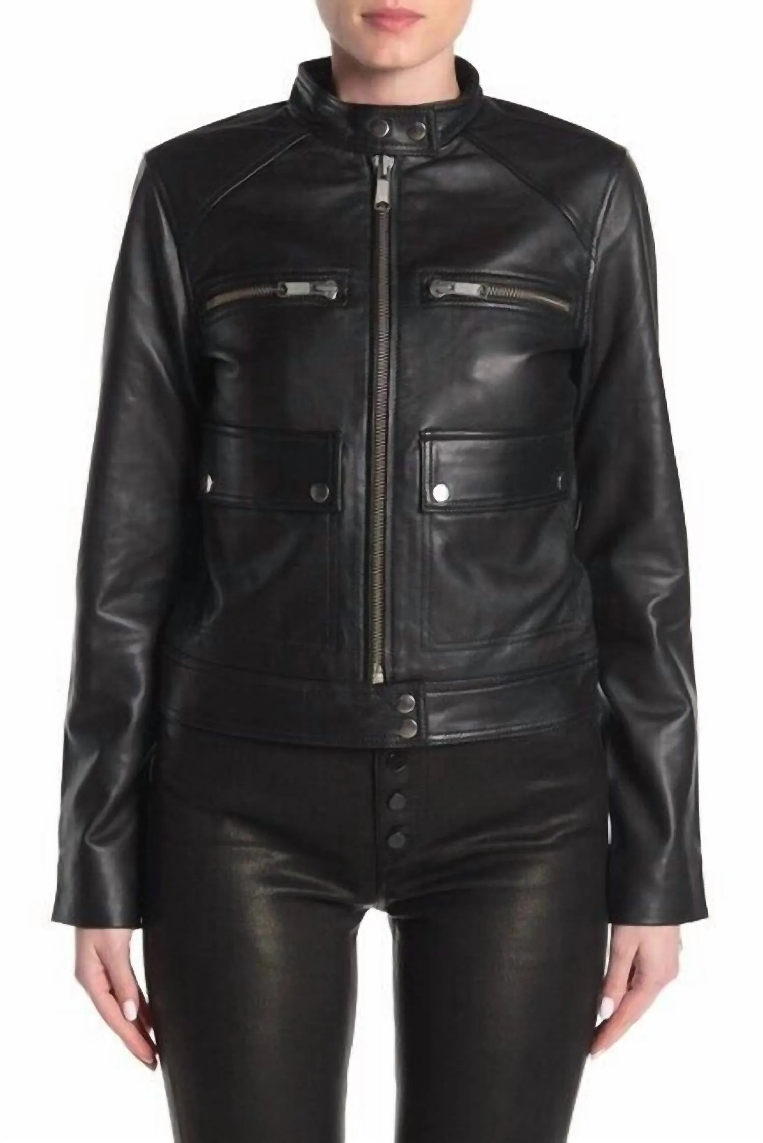 The Biker Leather Jacket In Black