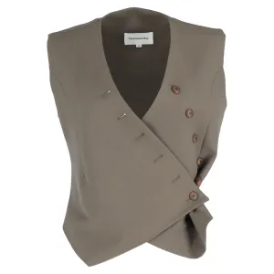 The Frankie Shop Maesa Cross Vest in Olive Polyester