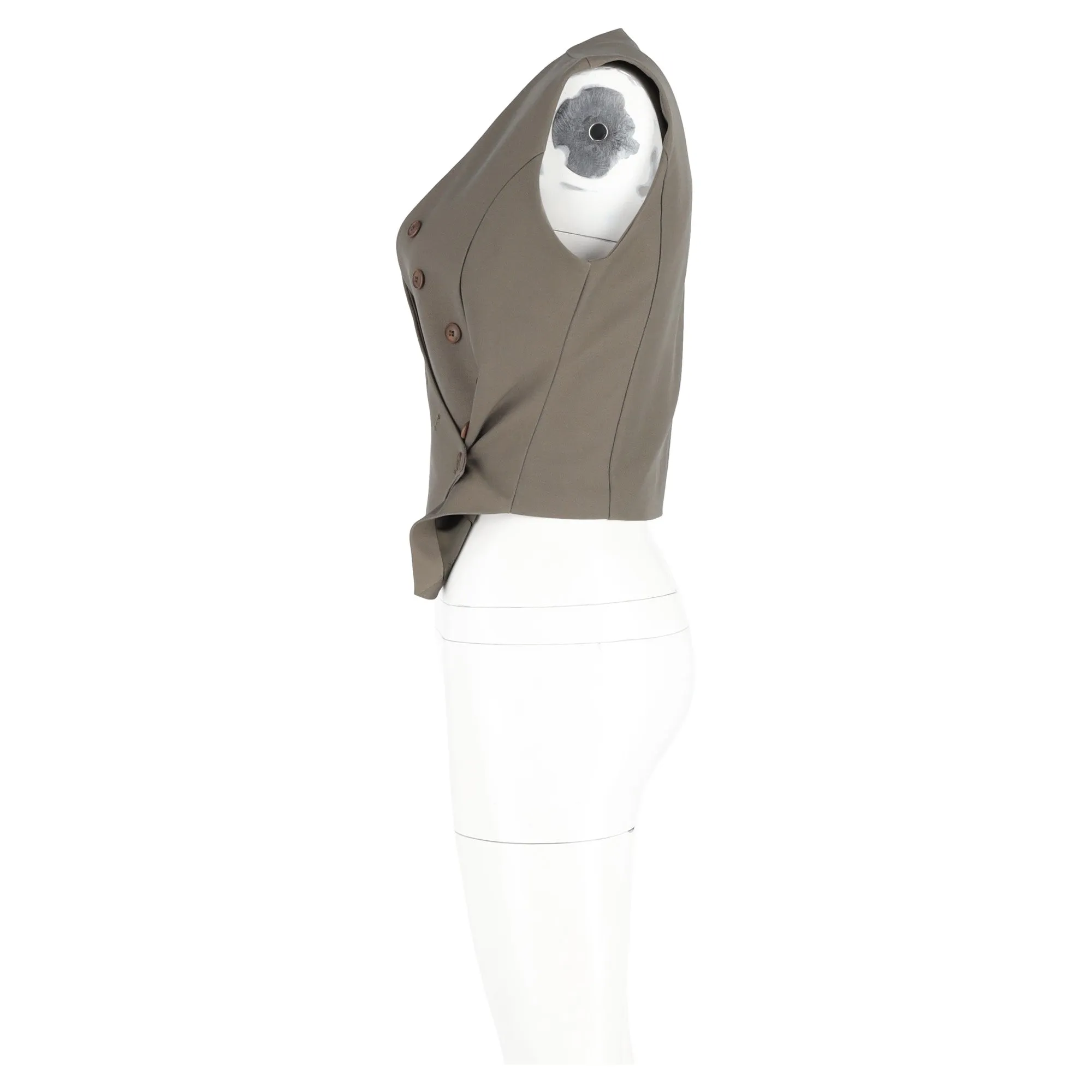 The Frankie Shop Maesa Cross Vest in Olive Polyester