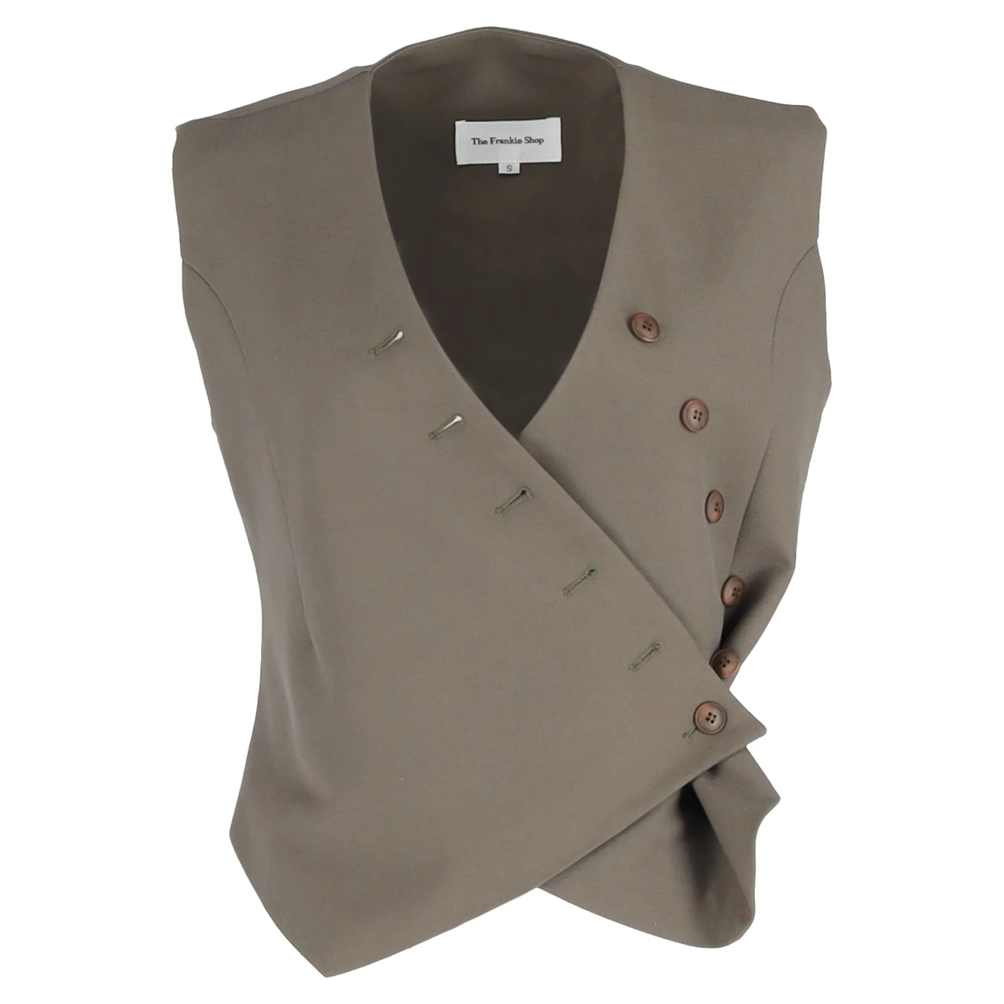 The Frankie Shop Maesa Cross Vest in Olive Polyester