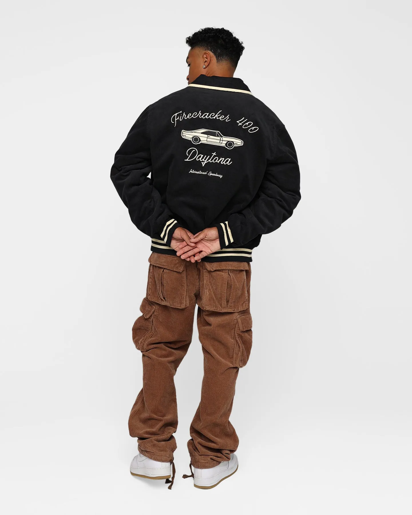 The New Establishment X Nascar Firecracker 60's Cord Racer Jacket Black