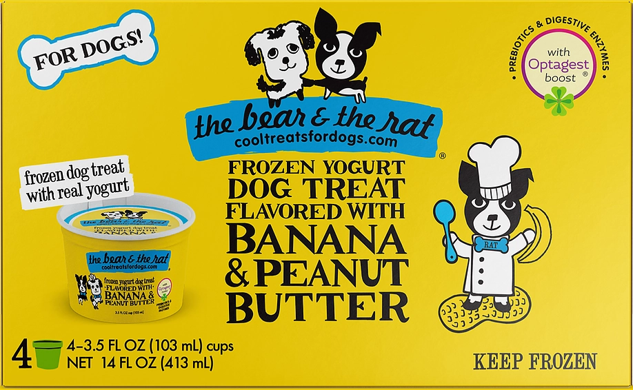 The Bear & The Rat 3.5oz Banana PB Frozen Yogurt Cup 4 PACK stainless steel bowl,metal pet feeder,steel water dish