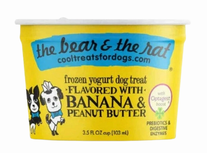 The Bear & The Rat 3.5oz Banana PB Frozen Yogurt Cup Single stainless steel bowl,metal pet feeder,steel water dish