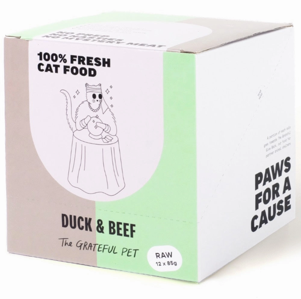 The Grateful Pet Raw Duck & Beef Frozen Cat Food 1.02kg cat snacks catnip treats healthy cat food cat reward treats low calorie cat food