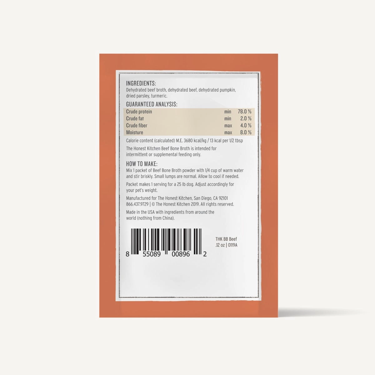 The Honest Kitchen Daily Boosters - Instant Bone Broth Beef & Turmeric 0.18oz/5g Sachet
