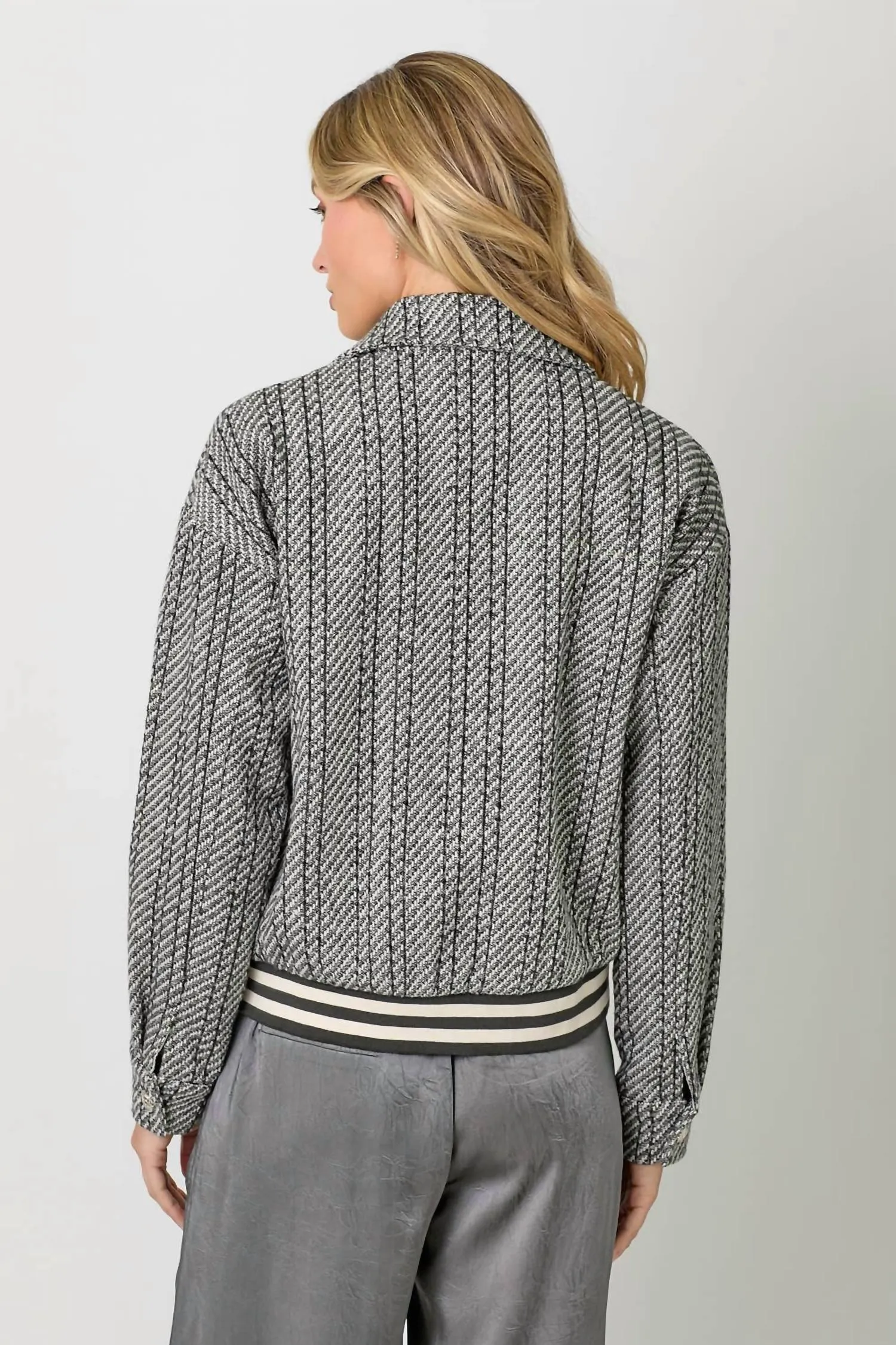 Tia Bomber Jacket In Charcoal