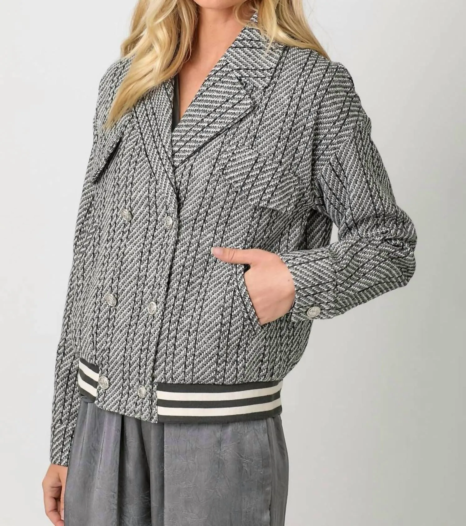 Tia Bomber Jacket In Charcoal