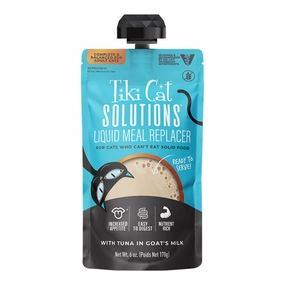 Tiki Cat Solutions Liquid Meal Replacer with Tuna in Goat's Milk 6oz Resealable Pouch grain free wet cat food,senior cat wet food,cat pt