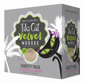 Tiki Cat Wet Cat Food Velvet Mousse Variety Pack 2.8oz Pouches 12pk grain free wet cat food,senior cat wet food,cat pt