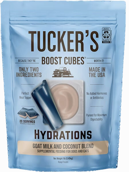 Tucker's Raw Frozen Boost Cubes - Hydration Goat Milk with Coconut 1lb Bag (20 servings per bag) puppy food,chew toy for puppies,small dog treats