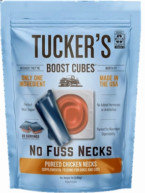 Tucker's Raw Frozen Boost Cubes - No Fuss Necks Chicken 1lb Bag (20 servings per bag) puppy food,chew toy for puppies,small dog treats