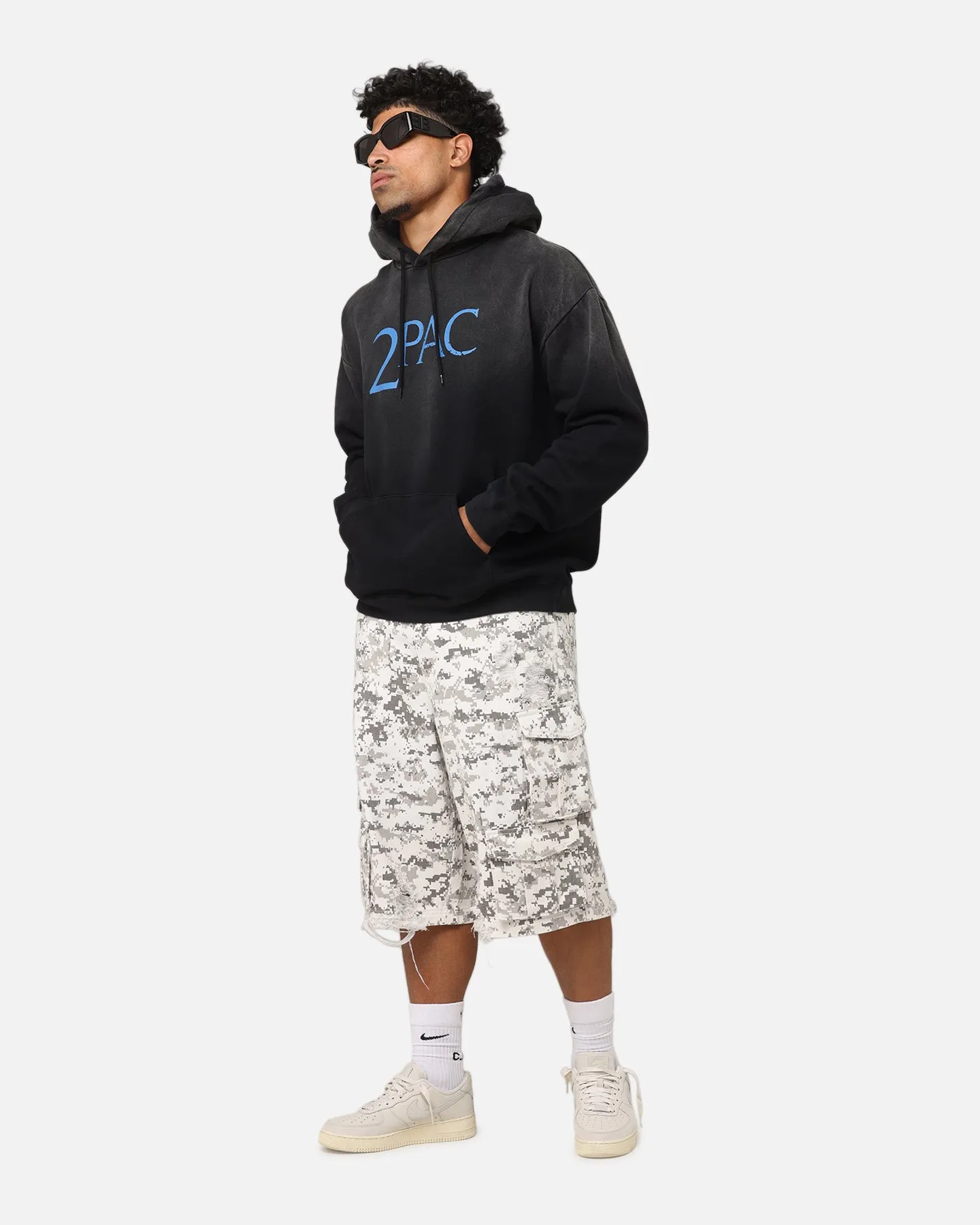 Tupac Super Fade Hoodie Washed Black
