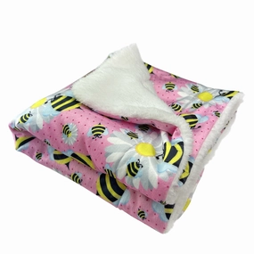 Ultra Soft Minky Bumblebees And Flowers Dog Blanket fleece dog blanket,soft dog throw,cozy pet blanket