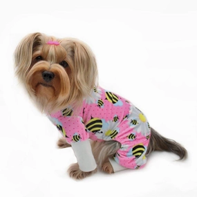 Ultra Soft Minky Bumblebees And Flowers Dog Pajamas dog underwear,dog diaper,pet undergarments