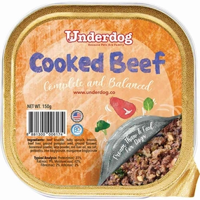 Underdog Cooked Beef Complete & Balanced Frozen Dog Food 150g raw pet food,frozen meat dog,raw feeding dog