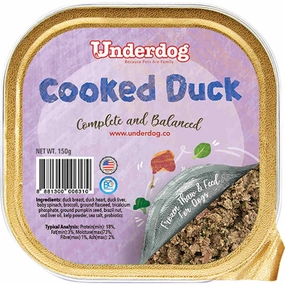 Underdog Cooked Duck Complete & Balanced Frozen Dog Food 150g raw pet food,frozen meat dog,raw feeding dog