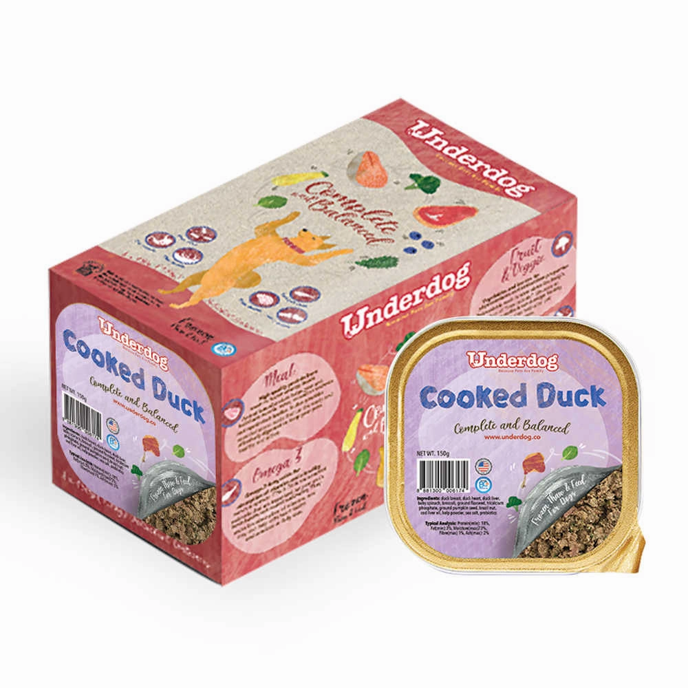 Underdog Cooked Duck Complete & Balanced Frozen Dog Food 1.2kg raw pet food,frozen meat dog,raw feeding dog
