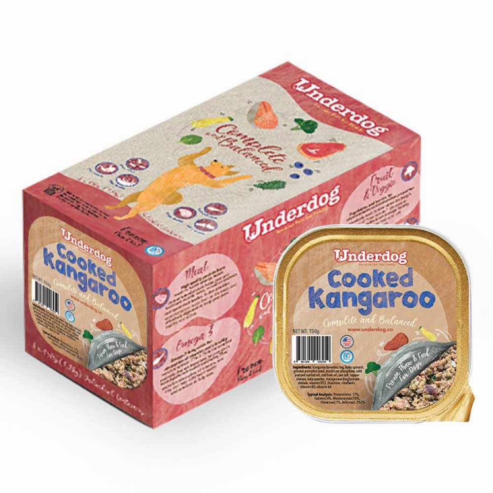 Underdog Cooked Kangaroo Complete & Balanced Frozen Dog Food 1.2kg raw pet food,frozen meat dog,raw feeding dog
