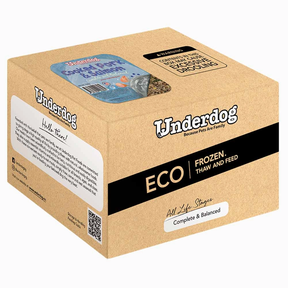 Underdog Cooked Pork & Salmon Complete & Balanced Eco Pack Frozen Dog Food 3kg raw pet food,frozen meat dog,raw feeding dog