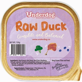Underdog Raw Duck Complete & Balanced Frozen Dog Food 150g raw pet food,frozen meat dog,raw feeding dog