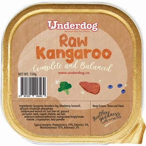Underdog Raw Kangaroo Complete & Balanced Frozen Dog Food 150g raw pet food,frozen meat dog,raw feeding dog