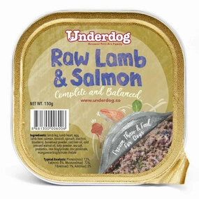 Underdog Raw Lamb & Salmon Complete & Balanced Frozen Dog Food 150g raw pet food,frozen meat dog,raw feeding dog