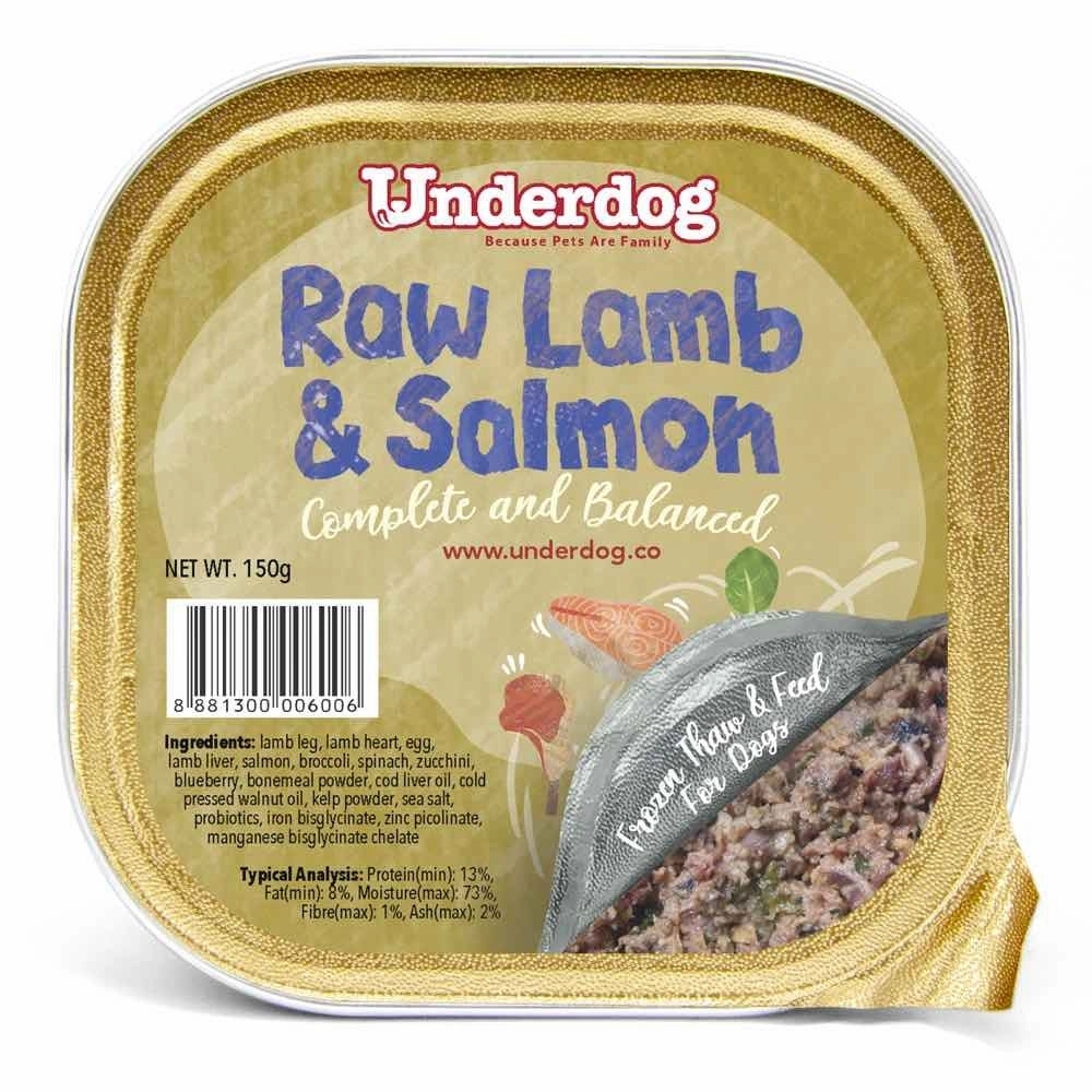Underdog Raw Lamb & Salmon Complete & Balanced Frozen Dog Food 150g raw pet food,frozen meat dog,raw feeding dog