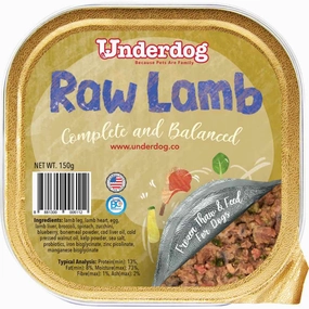 Underdog Raw Lamb Complete & Balanced Frozen Dog Food 150g raw pet food,frozen meat dog,raw feeding dog